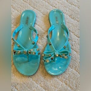 Blue Studded Flip Flops